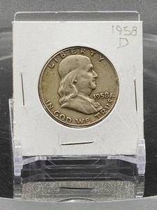 lot 106 image: 1958-D U.S. Mint Silver Franklin Half Dollar
