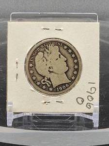 lot 27 image: 1906 U.S. Mint Silver Barber Half Dollar
