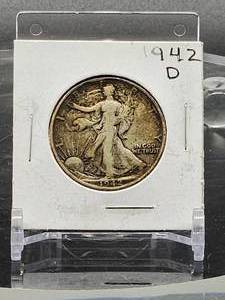 lot 21 image: 1942-D U.S. Mint Silver Walking Liberty Half Dollar