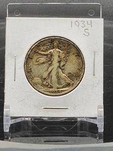 lot 57 image: 1934-S U.S. Mint Silver Walking Liberty Half Dollar