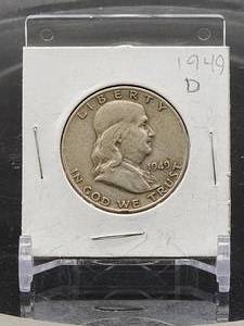 lot 12 image: 1949-D U.S. Mint Silver Franklin Half Dollar