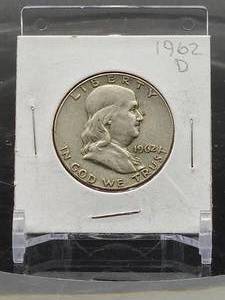 lot 53 image: 1962-D U.S. Mint Silver Franklin Half Dollar
