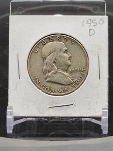 lot 76 image: 1950-D U.S. Mint Silver Franklin Half Dollar