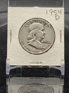 lot 78 image: 1954-D U.S. Mint Silver Franklin Half Dollar