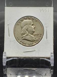 lot 44 image: 1951 U.S. Mint Silver Franklin Half Dollar