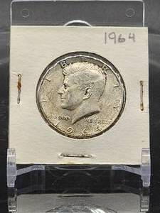 lot 10 image: 1964 U.S. Mint Silver Kennedy Half Dollar