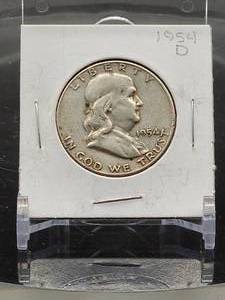 lot 17 image: 1954-D U.S. Mint Silver Franklin Half Dollar
