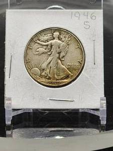 lot 14 image: 1946-S U.S. Mint Silver Walking Liberty Half Dollar