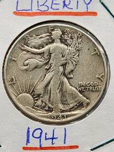 lot 5 image: 1941 U.S. Mint Silver Walking Liberty Half Dollar