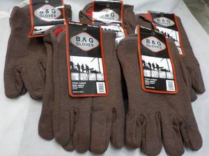 5 pair B and G Mens Brown Jersey Gloves