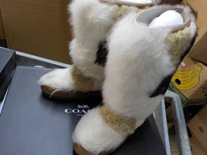 New Coach Morton Calf Shearling Mix Saddle Natural Boots size 7M