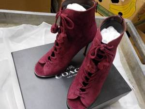 New Coach Lena Lux Suede Burgundy Shoes size 5