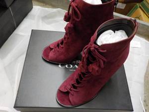 New Coach Lena Lux Suede Burgundy Shoes size 5