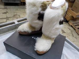 New Coach Morton Calf Shearling Mix Saddle Natural Boots size 7M