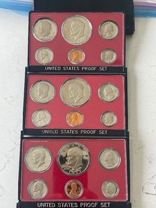 1973-S, 1974-S, and 1977-S U.S. Proof Sets