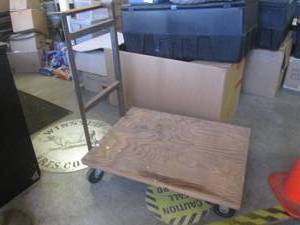 lot 1 image: (BR1) Homemade 4-Wheel Platform Dolly Cart with Piece of Carpet for Padding - Platform 40 x 30