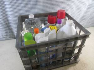 lot 31 image: (D-3) Plastic Crate Full of Assorted Cleaners Etc