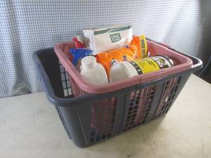 lot 34 image: (G-1) 2 Laundry Baskets with Assorted Cleaners Etc