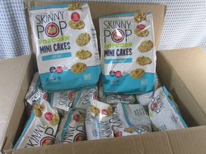 lot 99 image: (A-4T) Case 12 Bags Skinny Pop Sea Salt Popcorn Mini Cakes 5oz Past Date