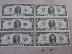 lot 194 image: (CNTR) 6 Uncirculated 2017A $2.00 Bills - All These Do Not Have Consecutive Serial Numbers