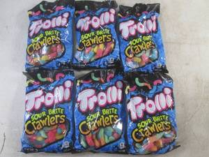 lot 109 image: (B-1) 6 Bags Trolli Sour Brite Crawlers Gummi Candy 7.2oz Bags Best by Oct 2025
