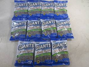 lot 119 image: (B-2) 11 Bags Giants Kettle Roast Dill Pickle Sunflower Seeds 5oz Bags Best by March 2025