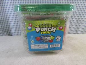 lot 120 image: (B-1) 2.59 Pounds (Approx 210 pcs) Container Sour Patch Twists Assorted Flavors Best by May 2025