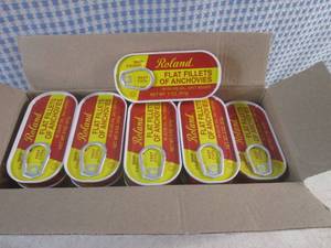 lot 141 image: (B-3) Box of 25 Cans Flat Fillets of Anchovies - Past Date