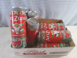 lot 162 image: (B-3) 10 Cans Arizona All Natural Flavor Watermelon Fruit Juice Cocktail 22oz Cans Best by Feb 2026