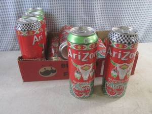 lot 163 image: (B-3) 10 Cans Arizona All Natural Flavor Watermelon Fruit Juice Cocktail 22oz Cans Best by Dec 2025  Feb 2026