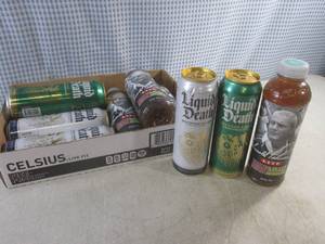 lot 165 image: (C-3) 10 Assorted CansBottles of Liquid Death Mountain Water and Severed Lime and Arizona Arnold Palmer Iced Tea Lemonade All In Date 20252026