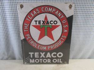 lot 185 image: (FS) Texaco Motor Oil Tin Sign - New In Plastic Wrap - 16 x 12 12