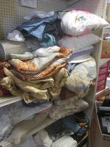 lot 188 image: (A-4) Large Assortment of Bedding - Comforters, Blankets, Sheets, Pillow Cases, Pillows