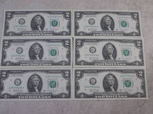 lot 193 image: (CNTR) 6 Uncirculated 2017A $2.00 Bills - All These Do Not Have Consecutive Serial Numbers