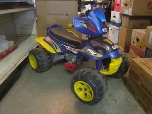 lot 201 image: (BR1) Fisher-Price Power Wheels Kawasaki Ninja 4-Wheeler - Needs Battery