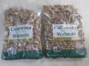 lot 215 image: (B-2) 2 Pounds of California Shelled Walnuts 2 - 1 Pound Bags Best by Aug 2024