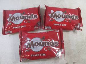 lot 247 image: (B-2) 3 Bags Snack Size Mounds Candy Bars Best by April 2024