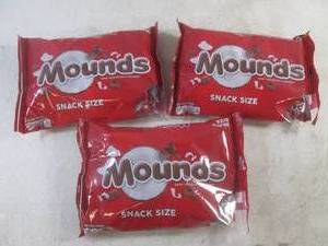lot 248 image: (B-2) 3 Bags Snack Size Mounds Candy Bars Best by April 2024