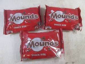 lot 249 image: (B-2) 3 Bags Snack Size Mounds Candy Bars Best by April 2024
