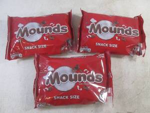 lot 250 image: (B-2) 3 Bags Snack Size Mounds Candy Bars Best by April 2024