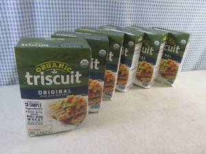 lot 266 image: (C-2) 6 Boxes Organic Triscuit Original with Sea Salt Crackers Best by Past Date