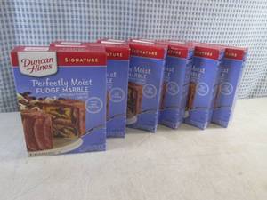 lot 269 image: (B-1) 6 Boxes Duncan Hines Perfectly Moist Fudge Marble Cake Mix Best by April 2024