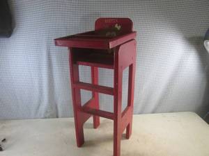 lot 308 image: (CS) Vintage Wood Doll Highchair 26 High