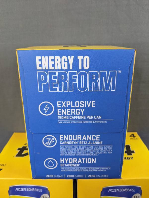 lot 33B image: 3 Four Packs of New Cellucor C4 Energy Drink, Frozen Bombsicle, 12oz Cans