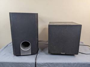 lot 42 image: Pair of Subwoofers (Pinnacle and Onkyo)