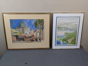 lot 18 image: 2 Pieces of Framed Art, by Karsten Toppleman and Watercolor by Joe Rollin