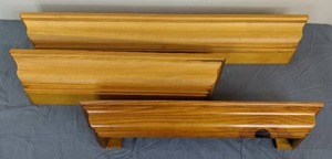lot 22 image: (3) Wooden Picture Wall Shelves by Pottery Barn and Other
