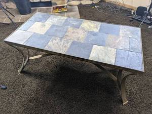 lot 97 image: Slate and Iron Coffee Table