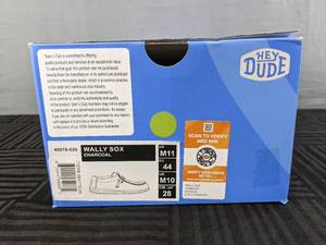 lot 19B image: Brand New Hey Dude Wally Sox Charcoal Shoes Mens 11
