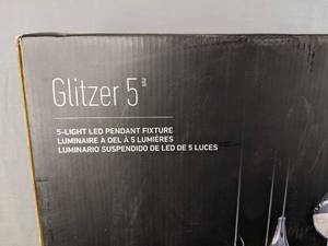lot 13B image: Brand New Artika Glitzer 30-Watt 5 Light Black Modern Integrated LED Pendant Light Fixture for Dining Room or Kitchen $199.99 Retail